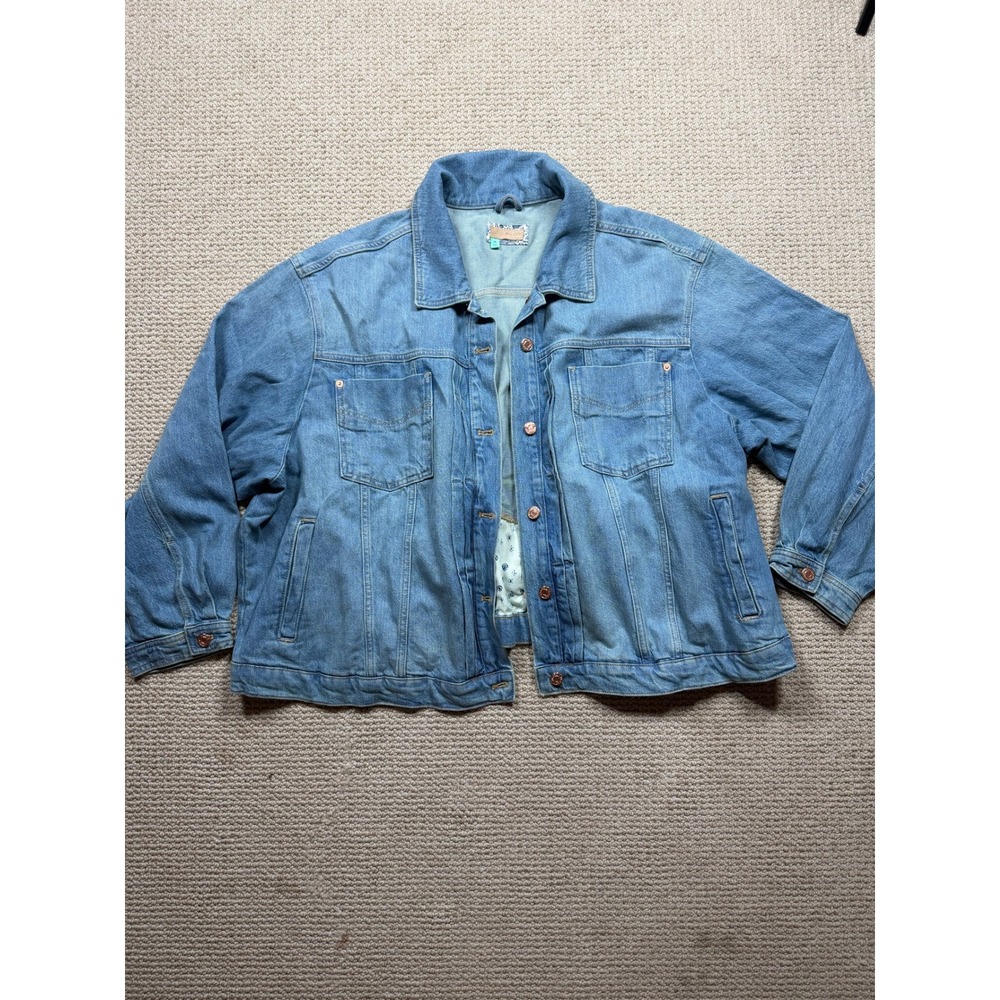 Pilcro Anthropologie Denim Jacket Light Wash Blue Trucker Cinch Back 2X